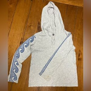 Tea Collection Gray Long Sleeve with Blue Wave Design